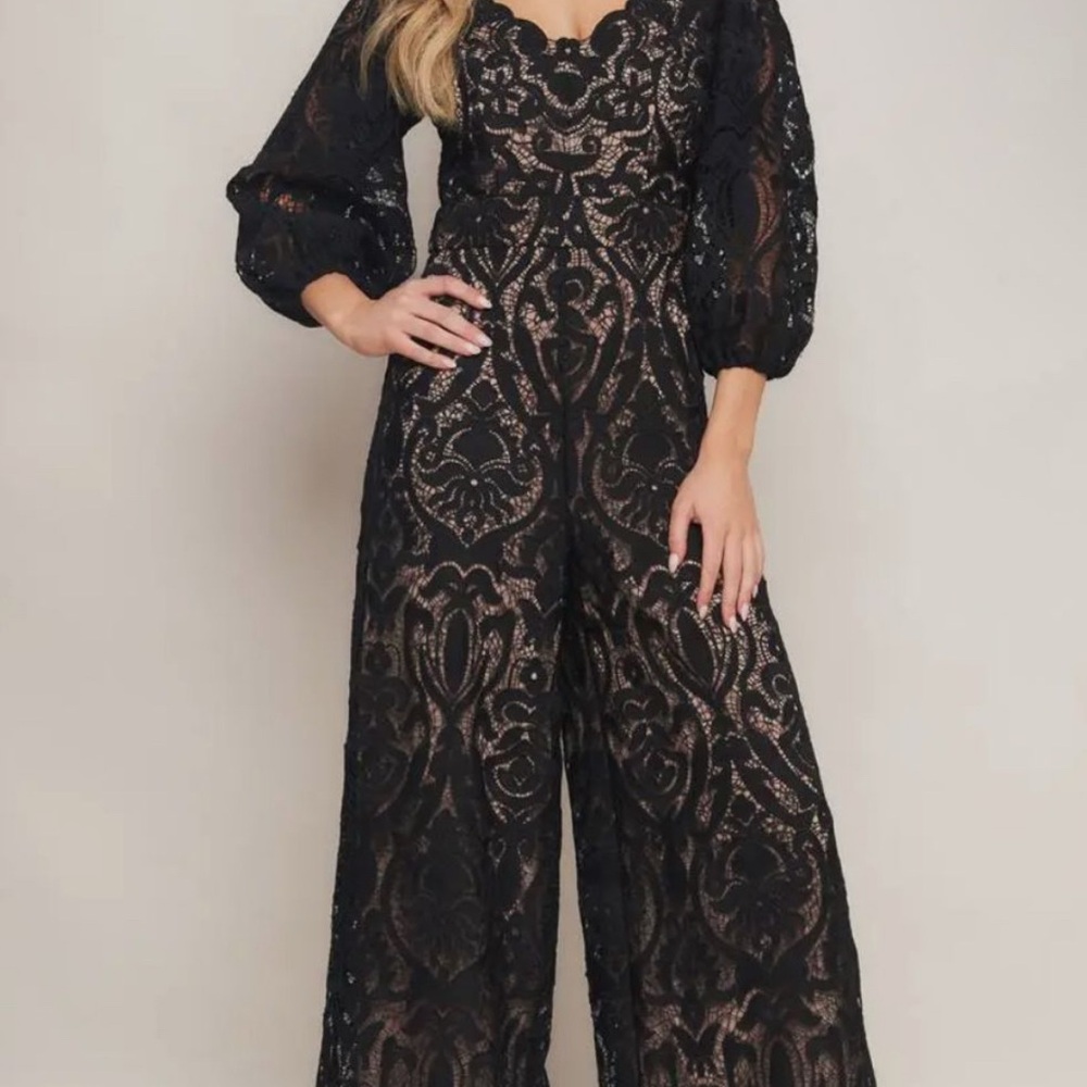 Flying Tomato Black Lace Jumpsuit